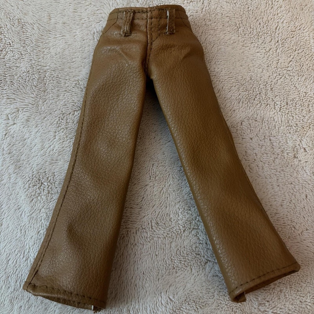 Vintage Barbie Doll Brown Faux Leather Pants B9